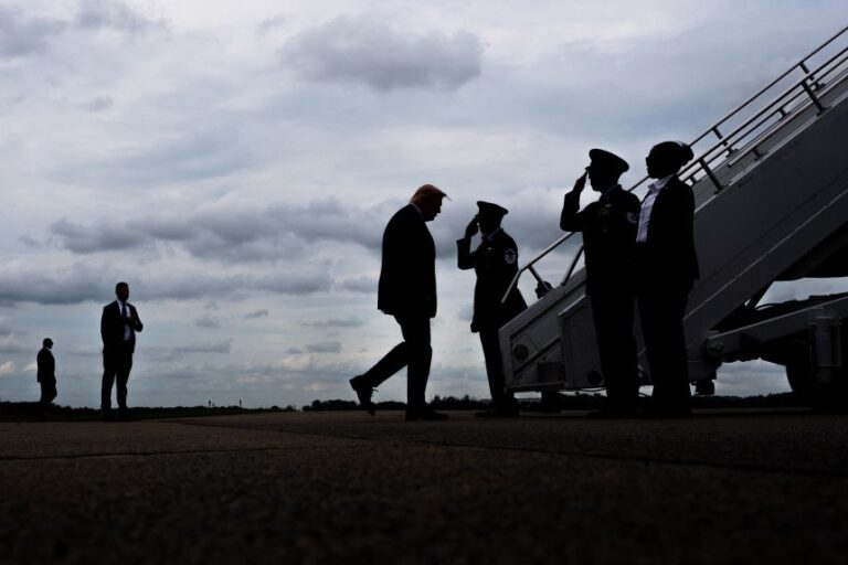 President Donald Trump walks to board Air Force One at Morristown Municipal Airport in Morristown, New Jersey, on August 2, 2026.