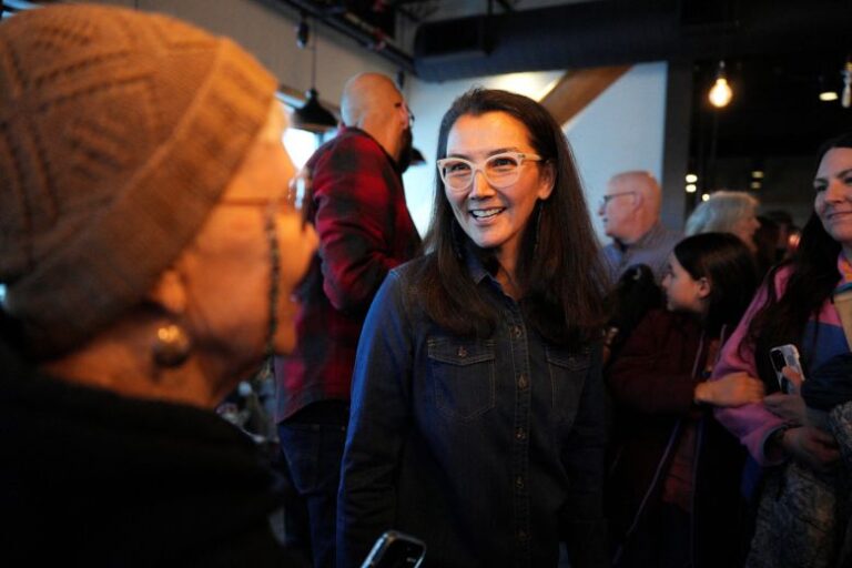 Mary Peltola launches her campaign as a Democratic candidate for Senate in Anchorage, Alaska, on January 17, 2026. Peltola will face Republican Senate candidate Dan Sullivan.