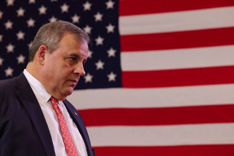 Former New Jersey Gov. Chris Christie listens during a presidential campaign town hall in Epping, New Hampshire, on December 28, 2023.