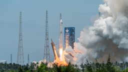 A Long March-10 carrier rocket blasts off from Wenchang Spacecraft Launch Site in Wenchang, Hainan Province of China on July 10, 2026.