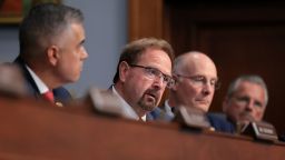 US Rep. Chuck Edwards of North Carolina, center, speaks on Capitol Hill in Washington, DC, on June 2.
