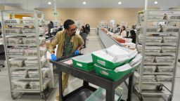 Ballots are sorted the day after California's primary election at the LA County Ballot Processing Center, June 3, 2026, in City of Industry, California.