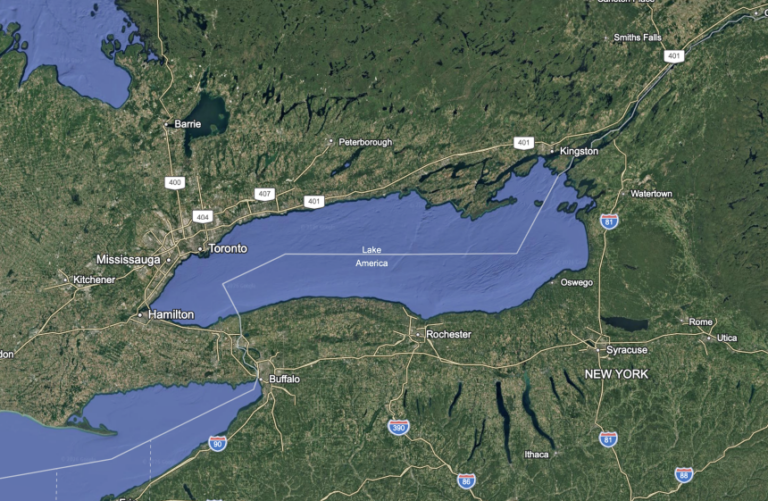A satellite view of the Lake Ontario now changed to Lake America through an executive order signed by US President Donald Trump.