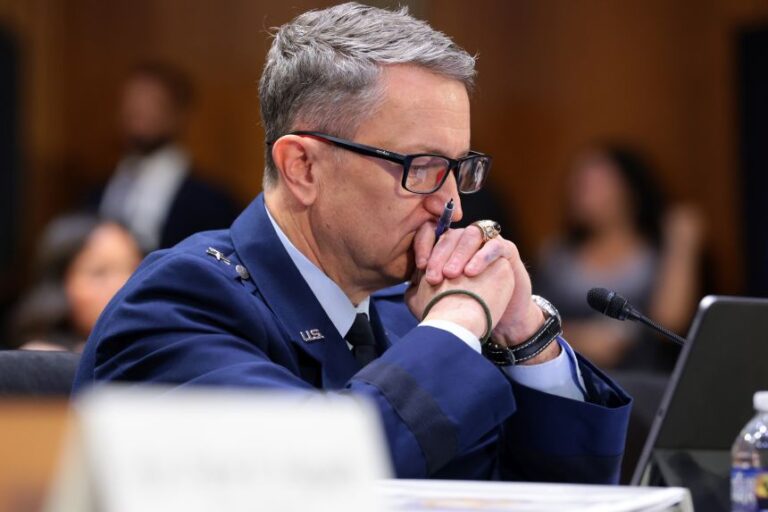 Chairman of the Joint Chiefs of Staff Gen. Dan Caine pauses as he testifies during a Senate Appropriations Committee hearing on July 21 in Washington, DC.
