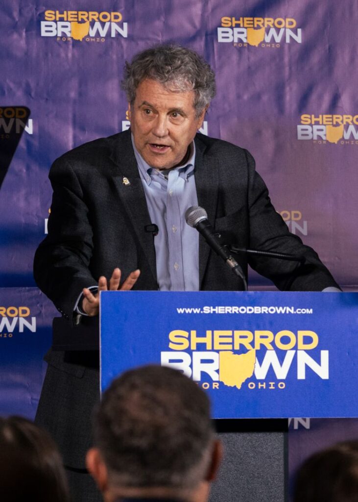 Former Sen. Sherrod Brown speaks at an event in Cleveland, Ohio, on May 5.