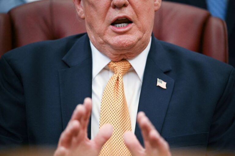 President Donald Trump speaks after signing an executive order in the Oval Office of the White House in Washington, DC, on Monday.