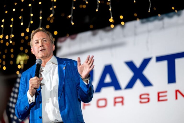 Texas Attorney General Ken Paxton speaks during a campaign event in Allen, Texas, on August 4.