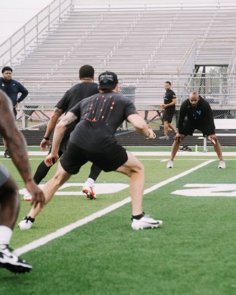 Performance coach Yo Murphy (right) trains athletes. Deceleration exercises can increase stability and resilience.