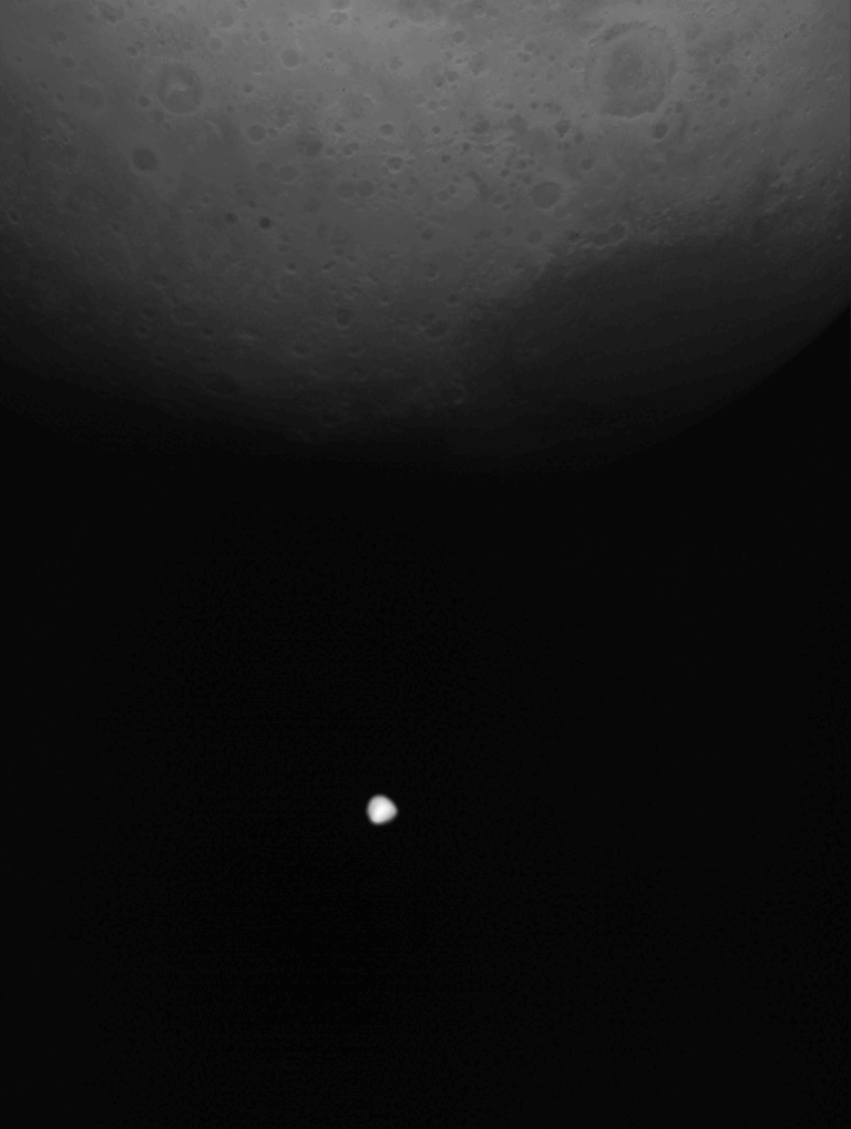 Deimos crosses Mars in a series of images that the Hera mission captured in March 2025.