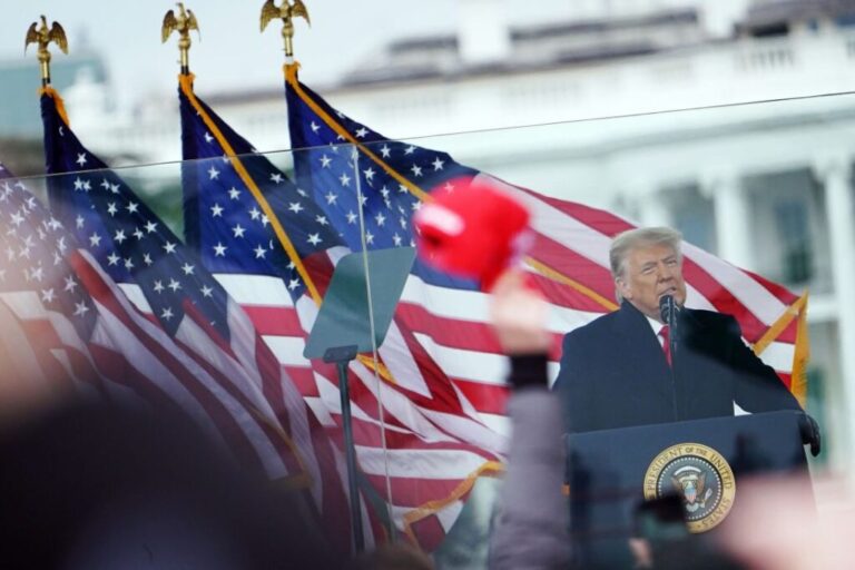 President Donald Trump speaks to supporters near the White House on January 6, 2021.