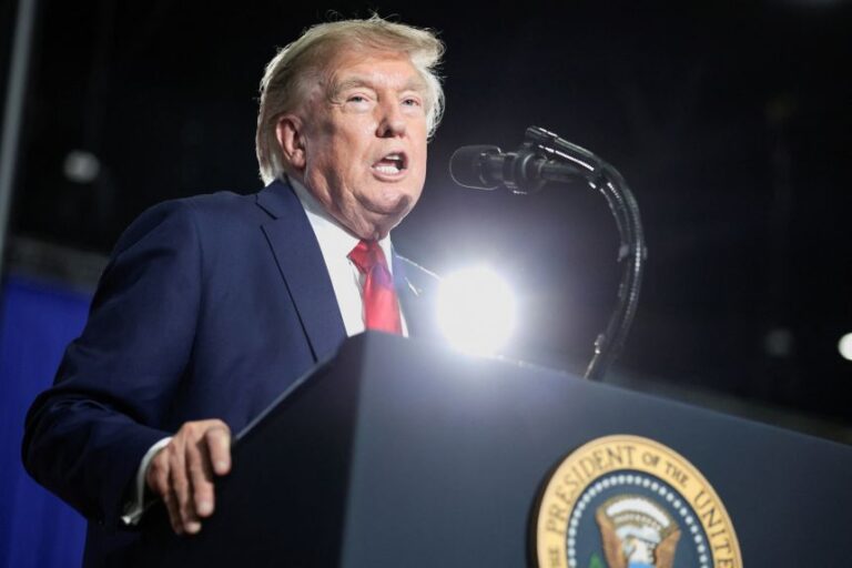 President Donald Trump speaks during a campaign rally for in Myrtle Beach, South Carolina, on August 21.