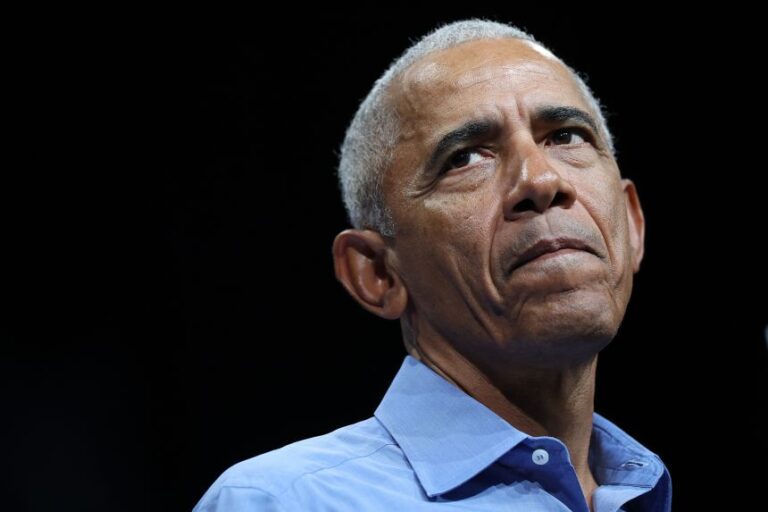 Former President Barack Obama speaks in Norfolk, Virginia, on November 1, 2025.