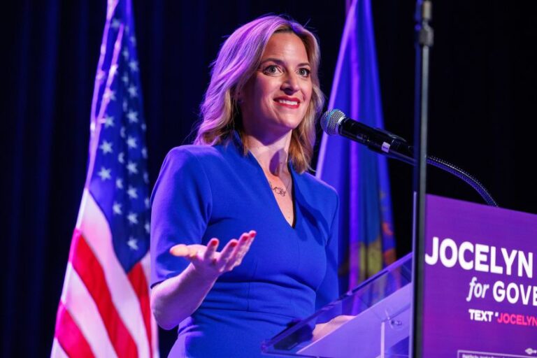 Michigan Secretary of State Jocelyn Benson speaks at a primary election night watch party in Detroit, on Tuesday, after winning the Democratic nomination for governor.