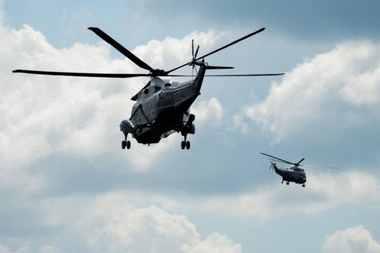 President Donald Trump departs aboard Marine One after a Cabinet meeting at Camp David on July 31, 2026.