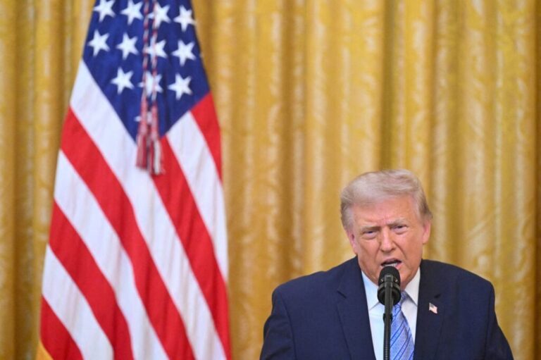 President Donald Trump speaks about election security during an address to the nation from the East Room of the White House in Washington, DC, on July 16.