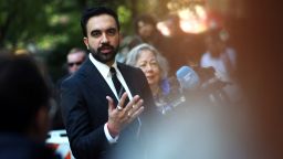 Democratic candidate for New York City Mayor, Zohran Mamdani, speaks to residents and members of the media while campaigning in Manhattan's Upper East Side neighborhood during early voting, in New York City, U.S., October 27, 2025.