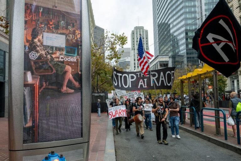 Protesters during a