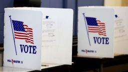 Voting booths at a polling location at the ready for voters on September 8, 2026 in Manchester, New Hampshire.