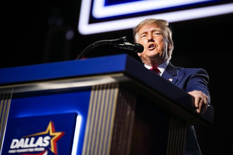 President Donald Trump speaks on stage on the second day of the 2026 Republican National Convention at the American Airlines Center on Thursday, September 10, in Dallas.