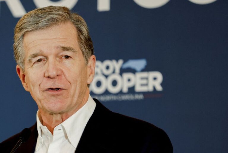 Former North Carolina governor and Democratic candidate for US. Senator Roy Cooper speaks after early projections in the Democratic primary election, at a Democrat watch party in Raleigh, North Carolina, on March 3.