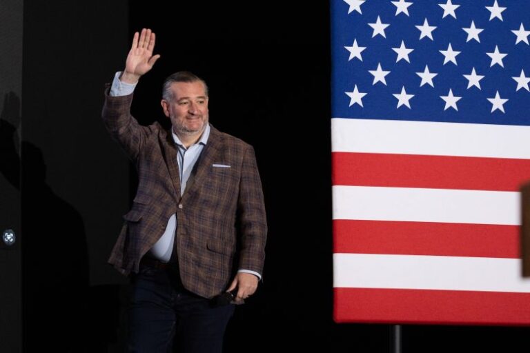 Sen. Ted Cruz greets the crowd at a campaign event on September 21 in Houston, Texas.