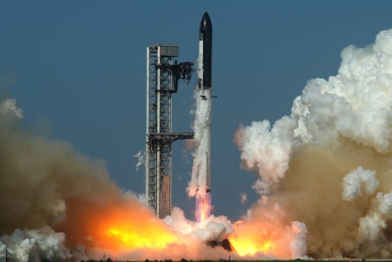 SpaceX's rocket Starship lifts off for a test flight from Starbase, Texas, on July 24.