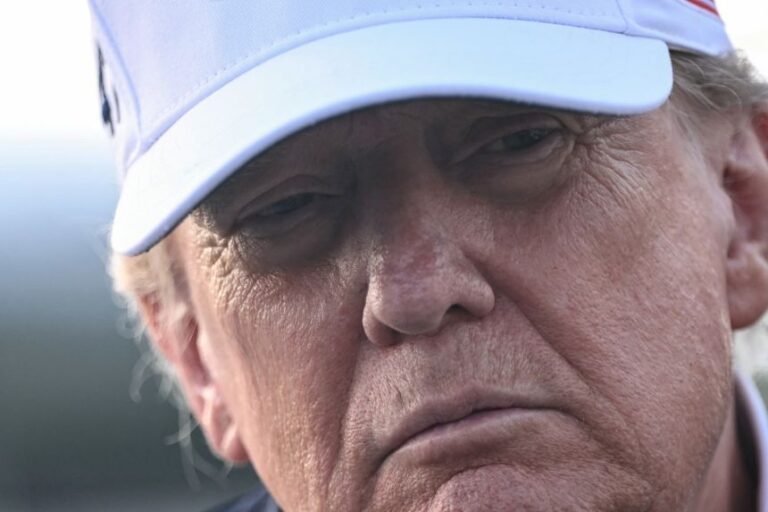 US President Donald Trump speaks to members of the media before boarding Air Force One to leave from Shannon Airport, western Ireland on September 13, after attending the final day of the Irish Open golf tournament in nearby Doonbeg.
