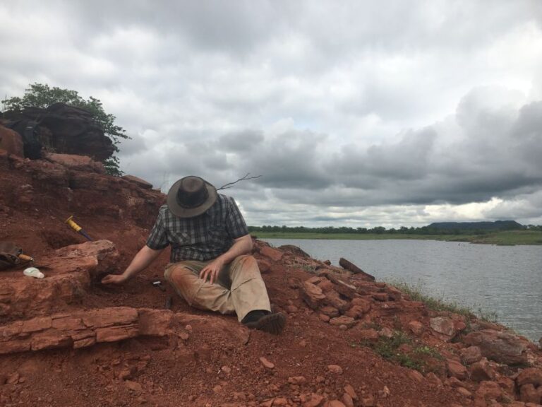 Barrett works to excavate Musango.