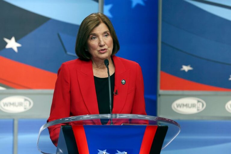 In this September 2024 photo, Cinde Warmington participates in Democratic debate for New Hampshire governor in Manchester, New Hampshire.