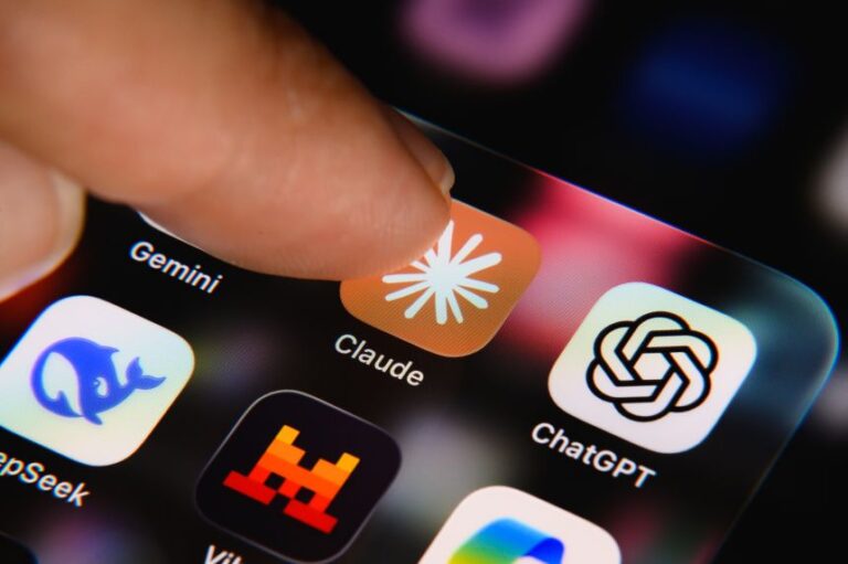 A finger is about to tap the Claude app icon on a smartphone screen in Creteil, France, on September 11, 2026, as Anthropic announced that it had blocked several accounts that used its artificial intelligence models for research that could contribute to the development of biological weapons.