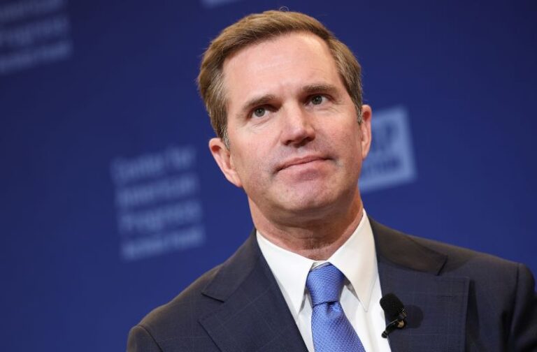 Kentucky Gov. Andy Beshear speaks during an event at the Center For American Progress in Washington on February 19.