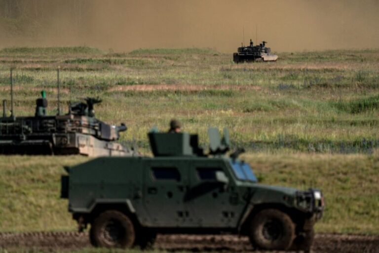 Military personnel from Poland, Lithuania, and France take part in training exercises during Operation Brave Boar 26 at the Orzysz Land Forces Training Center near the Suwalki Gap in Poland, on June 17.