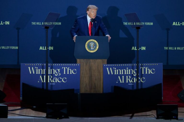 President Donald Trump speaks during the