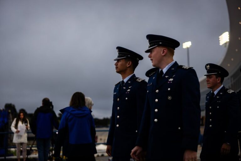 Cadets arrive for the Air Force Academy 2026 graduation ceremony in Colorado Springs, Colorado on May 28.