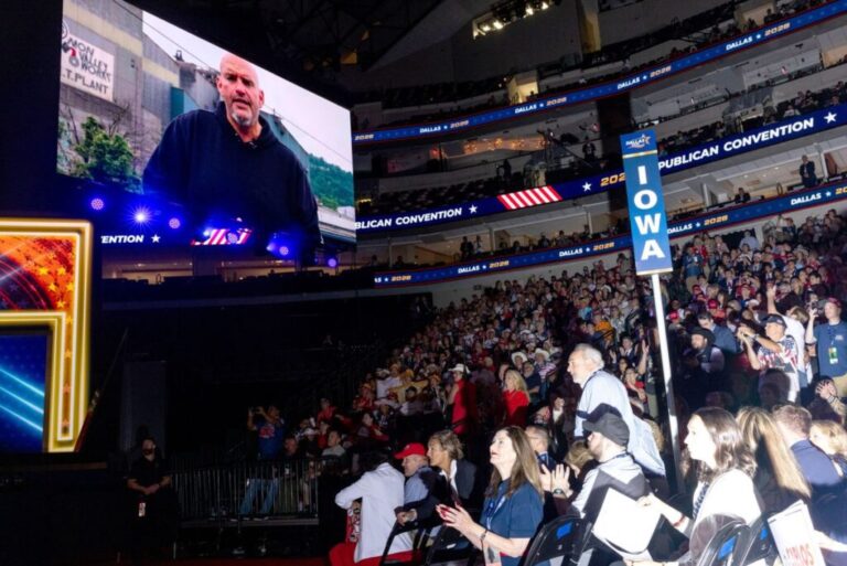 US Senator John Fetterman, a Democrat from Pennsylvania, speaks in a video message. Fetterman appeared in a surprise video, making clear that he is still a Democrat but condemned the rise of far-left voices in his own party.