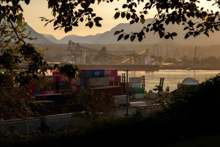 Shipping containers at the Port of Vancouver in British Columbia, Canada, on July 22, 2026.