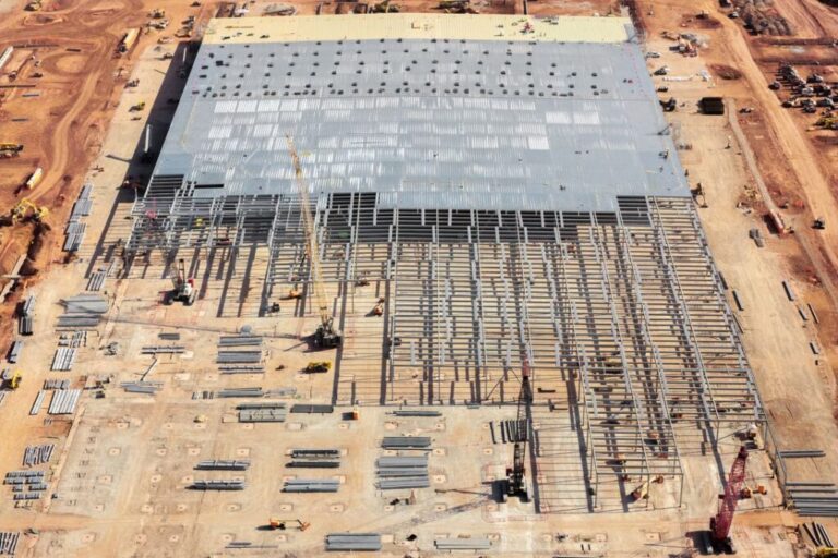 An aerial view of the construction site of the Stargate Oracle AI data center on August 26, 2026 in Abilene, Texas.