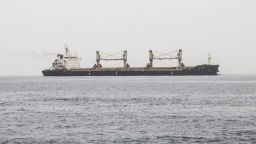 A commercial vessel passes through an international shipping lane in the Red Sea on July 27.