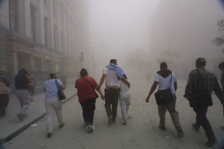 People flee lower Manhattan on September 11, 2001.