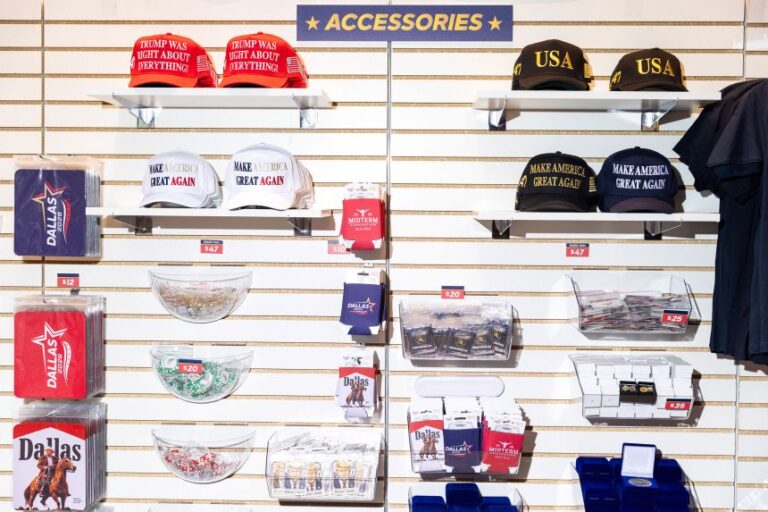 Donald Trump, MAGA and Dallas-themed souvenirs are pictured on Tuesday ahead of the convention in Dallas.