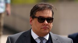 George Santos departs after the sentencing in his criminal corruption charges at Central Islip Federal Courthouse in Central Islip, New York, on April 25, 2025.