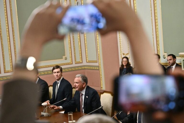 Special envoy Steve Witkoff and President Donald Trump's son-in-law Jared Kushner attend a meeting with Ukrainian president in Kyiv on September 6, 2026, amid the Russian invasion of Ukraine.