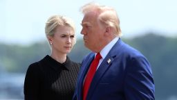 Natalie Harp, executive assistant to U.S. President Donald Trump, stands as President Trump arrives for a dignified transfer at Dover Air Force Base for military casualties of the war with Iran on July 22, 2026 in Dover, Delaware.