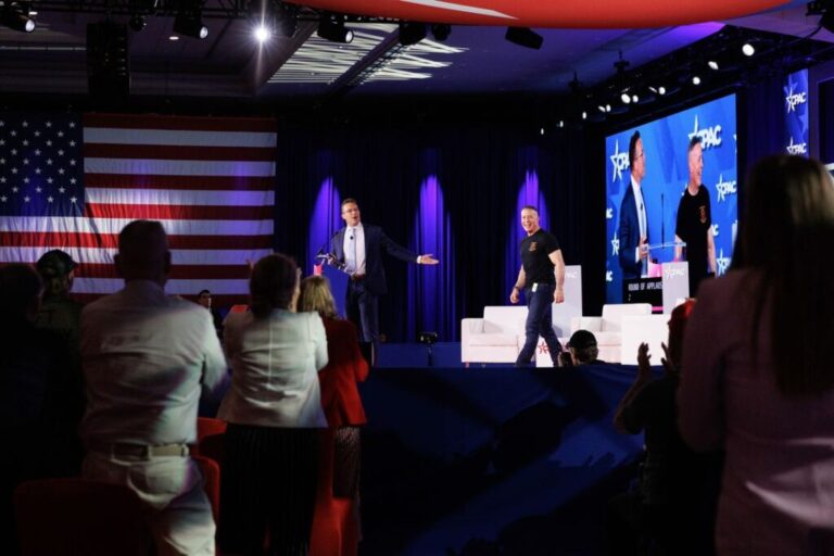 Former Border Patrol Chief Gregory Bovino, right, is introduced during the Conservative Political Action Conference in Grapevine, Texas, on March 26.