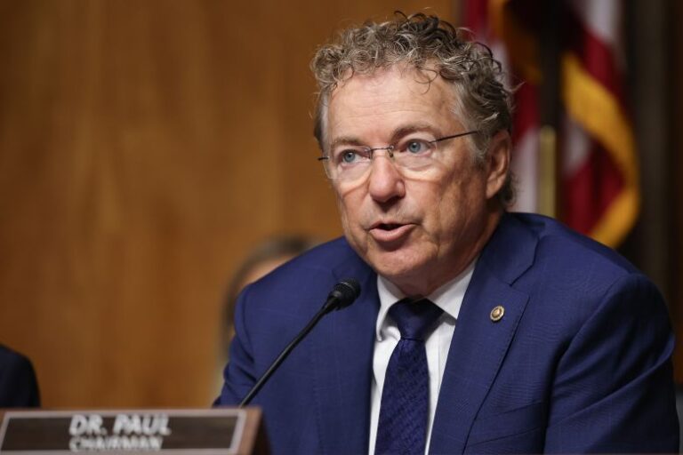 Sen. Rand Paul speaks before the Senate Homeland Security and Governmental Affairs Committee on July 29 in Washington.