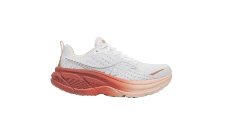 Saucony Women's Hurricane 25 in orange and white