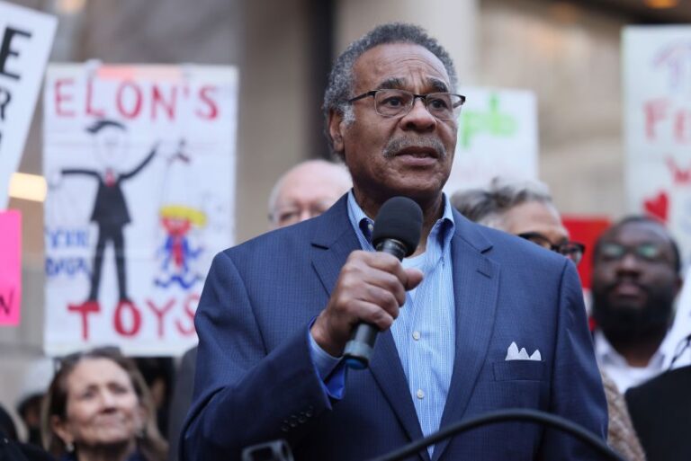 Rep. Emanuel Cleaverspeaks during a rally on February 10, 2025 in Washington, DC.