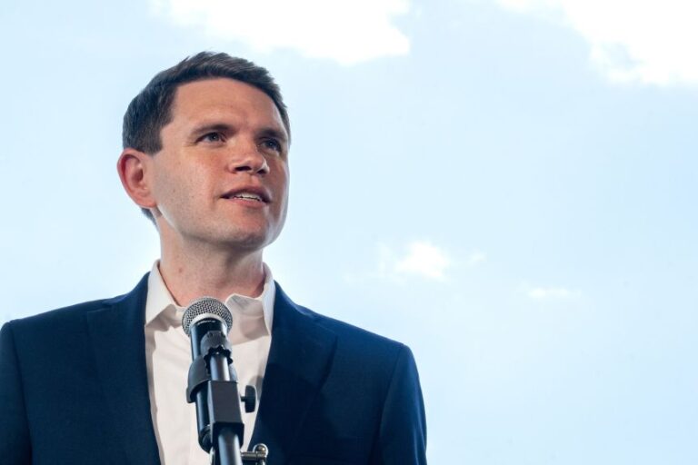 Democratic US Senate candidate James Talarico speaks during a press conference at the Hyatt Centric Congress Avenue in Austin, Texas, on July 22.