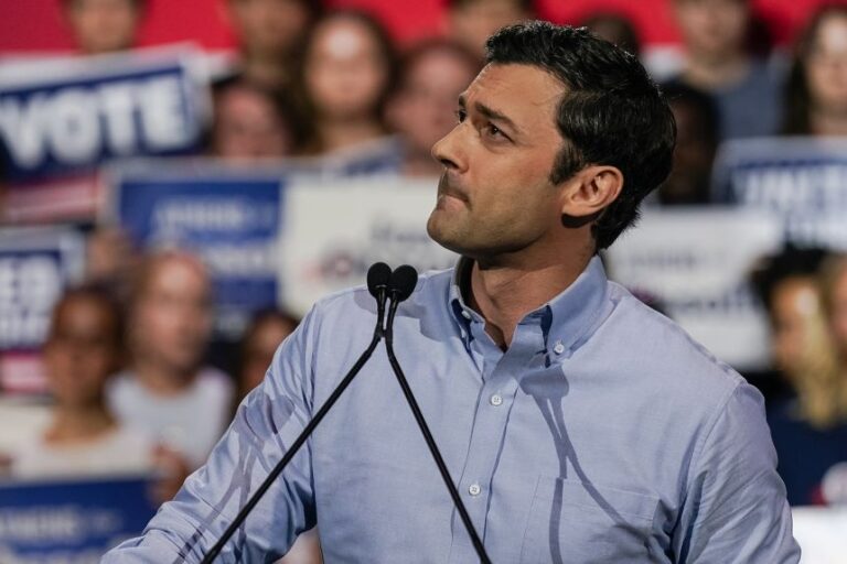 Sen. Jon Ossoff speaks during a campaign event at the Georgia Theater in Atlanta on September 13, 2026.
