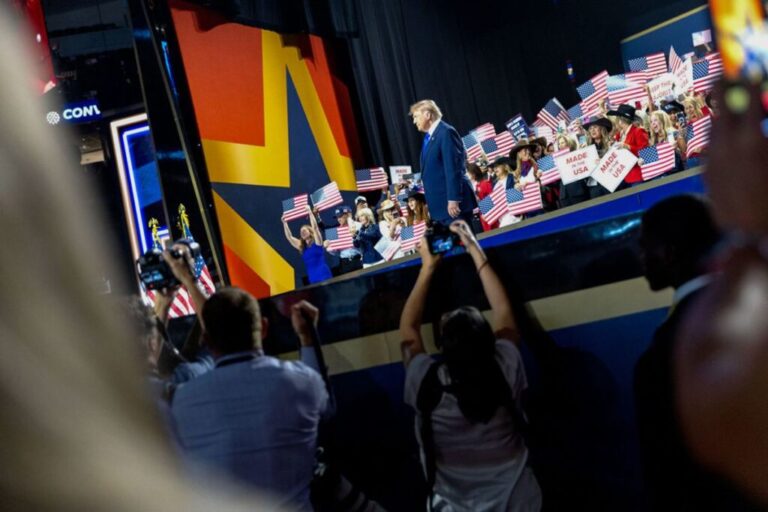President Donald Trump takes the stage at the first-ever Republican midterm convention at the American Airlines Center in Dallas on Wednesday, September 9.